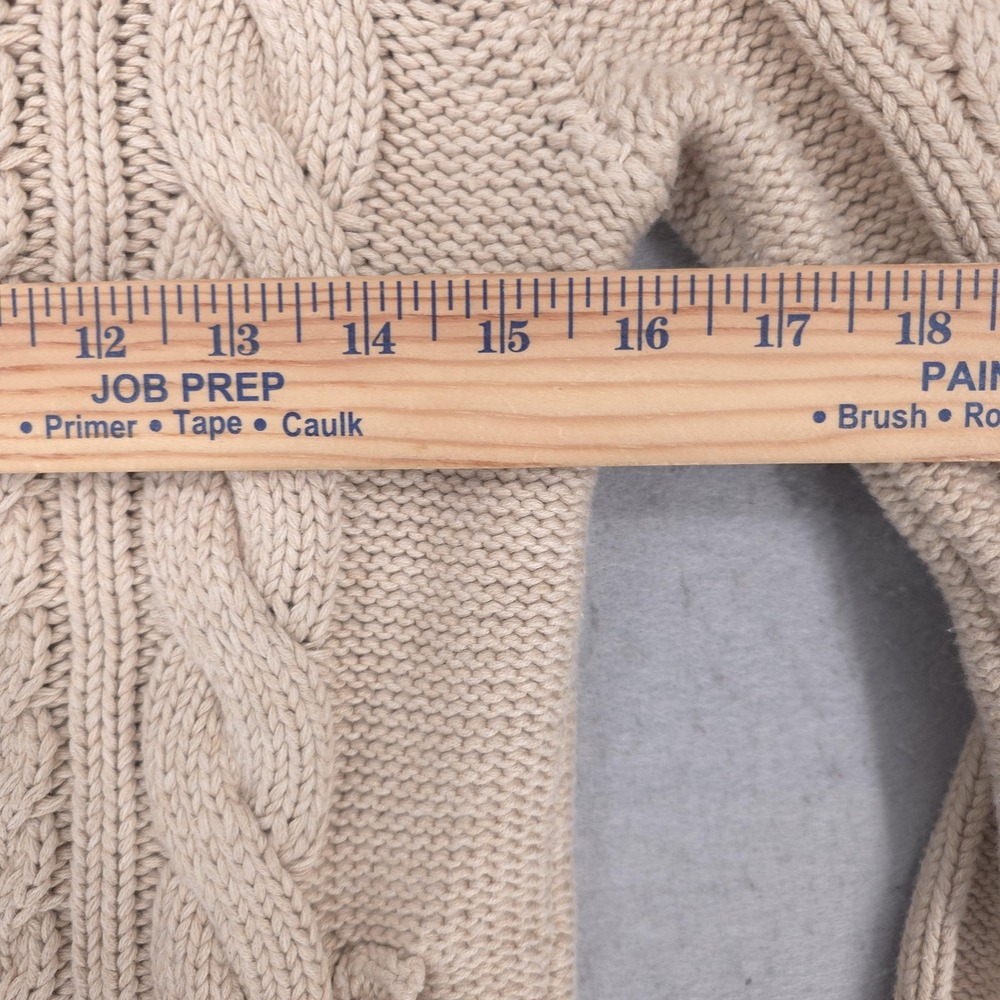 L.L.Bean Sweater Womens XS Cream Cotton Cable Knit Cowl Neck Pockets Pullover - Picture 7 of 8